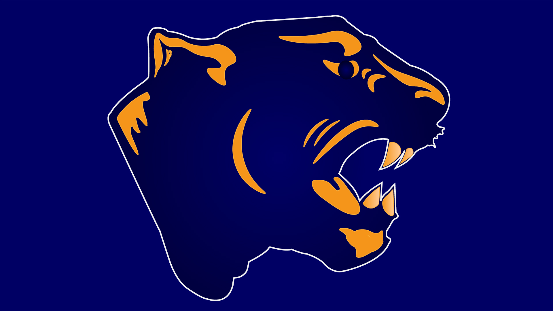 Panther logo on a solid blue background. 